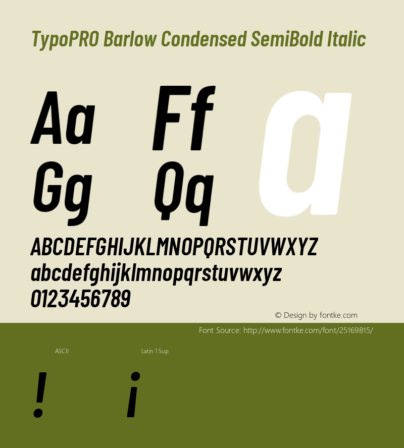 TypoPRO Barlow Condensed SemiBold Italic Version 1.301 Font Sample