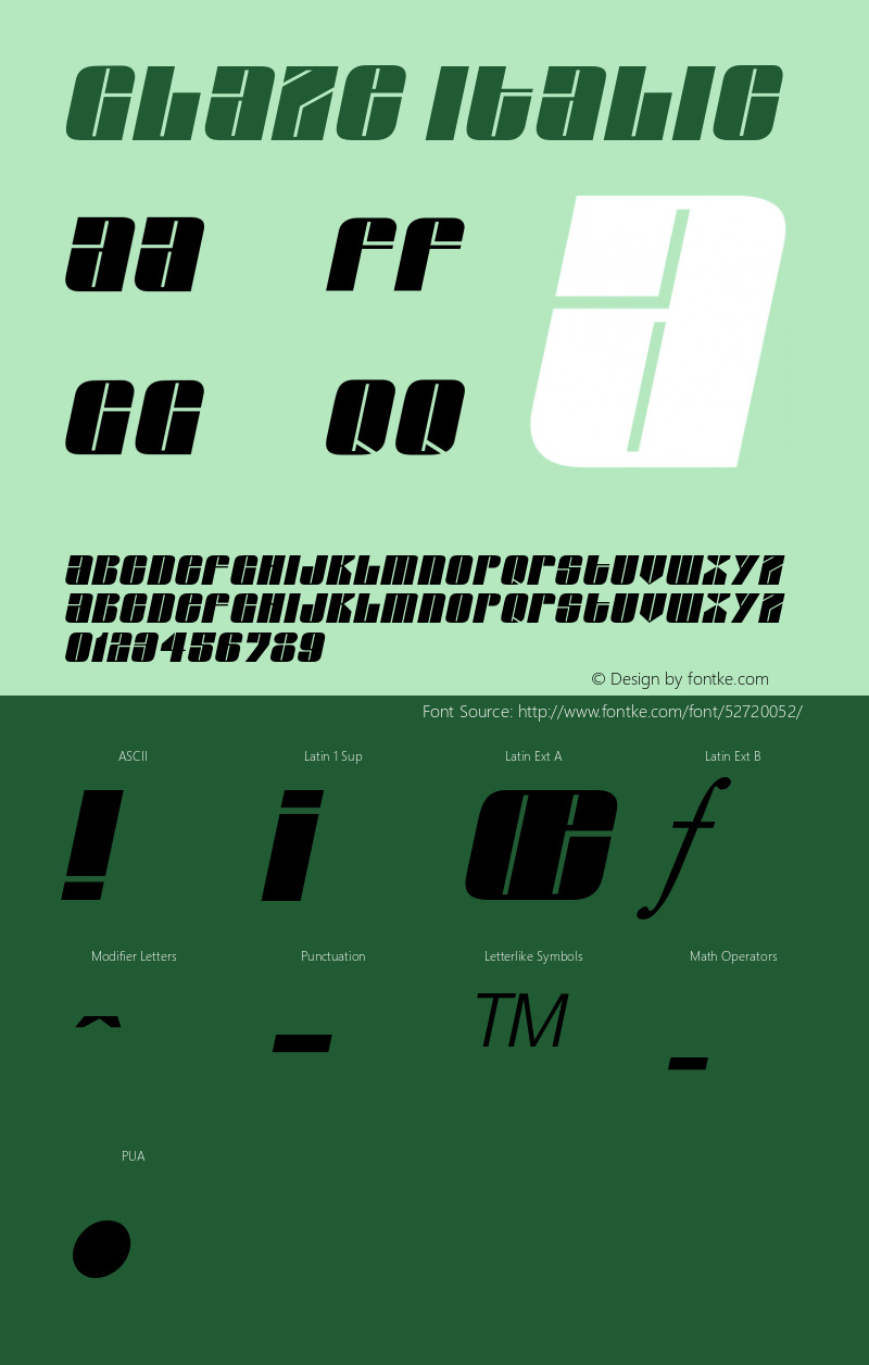 GlazeItalic Altsys Fontographer 4.1 12/22/94 {DfLp-URBC-66E7-7FBL-FXFA} Font Sample