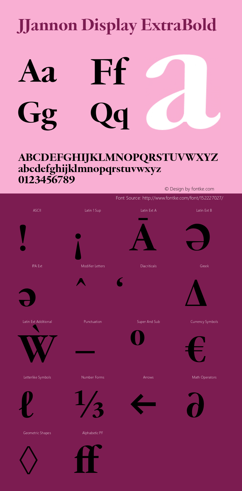 JJannonDisplay-ExtraBold Version 1.0 | wf-rip DC20190210 Font Sample