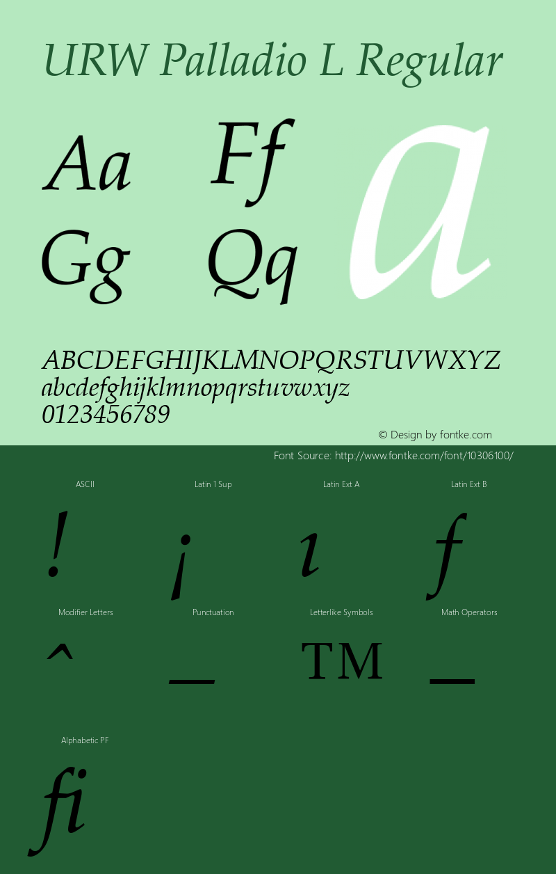 URW Palladio L Regular Version 001.005 Font Sample