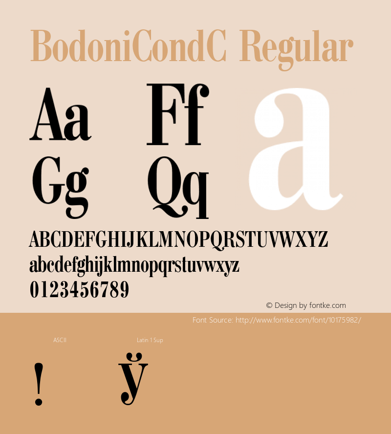 BodoniCondC Regular 001.000 Font Sample