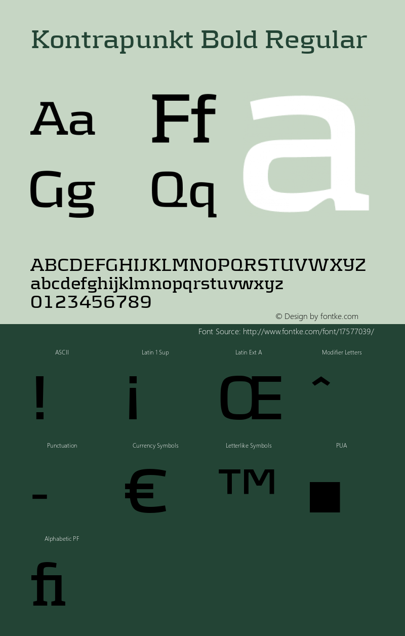 Kontrapunkt Bold Regular Version 001.000 Font Sample