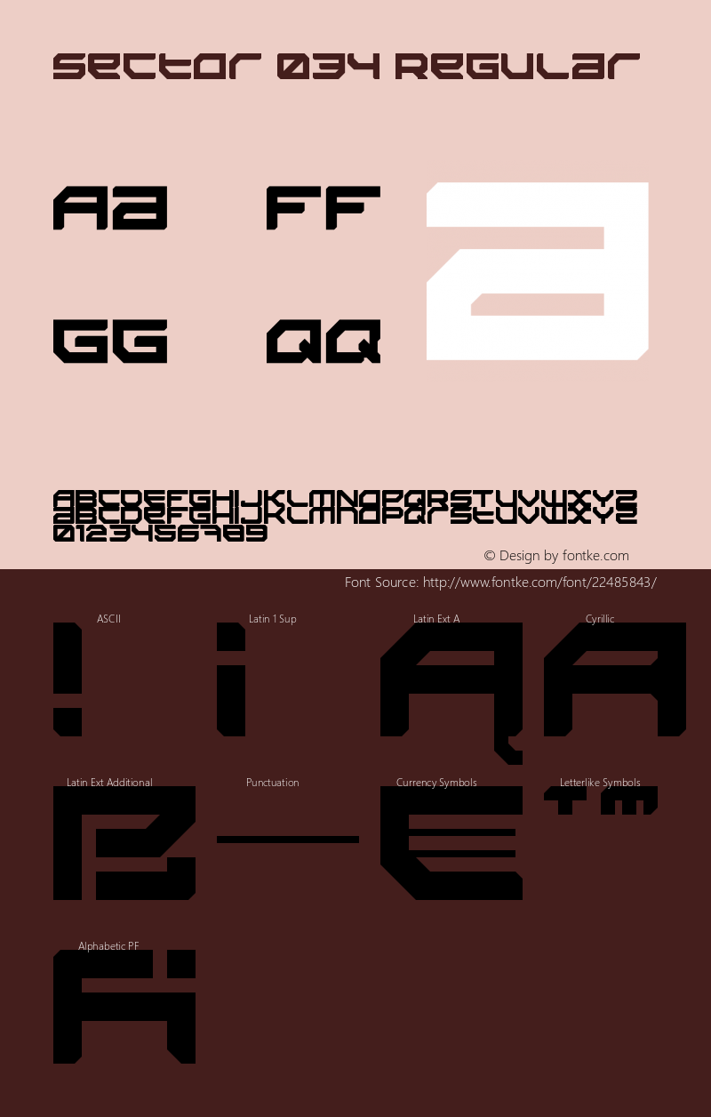 Sector 034 Regular Version 1.0 Font Sample