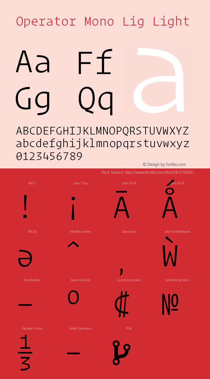 Operator Mono Lig Light Version 1.200 Font Sample