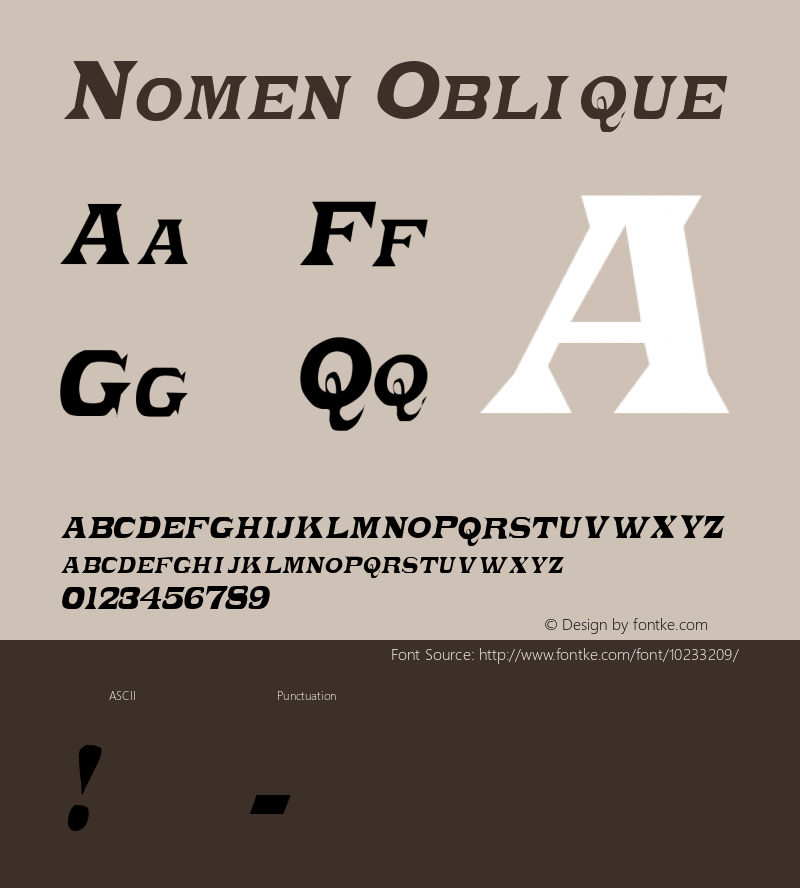 Nomen Oblique 1.0 Wed Sep 14 20:19:43 1994 Font Sample