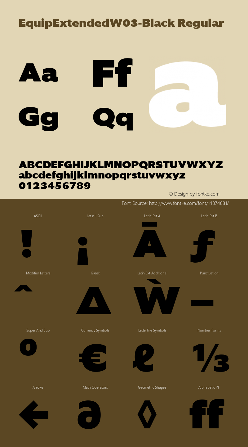 EquipExtendedW03-Black Regular Version 1.00 Font Sample