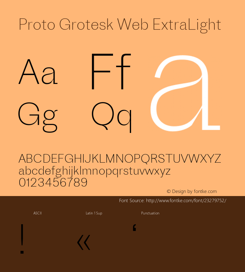 ProtoGroteskWeb ExtraLight Regular Version 2.000;PS 2.0;hotconv 1.0.72;makeotf.lib2.5.5900; ttfautohint (v1.3.34-f4db) Font Sample