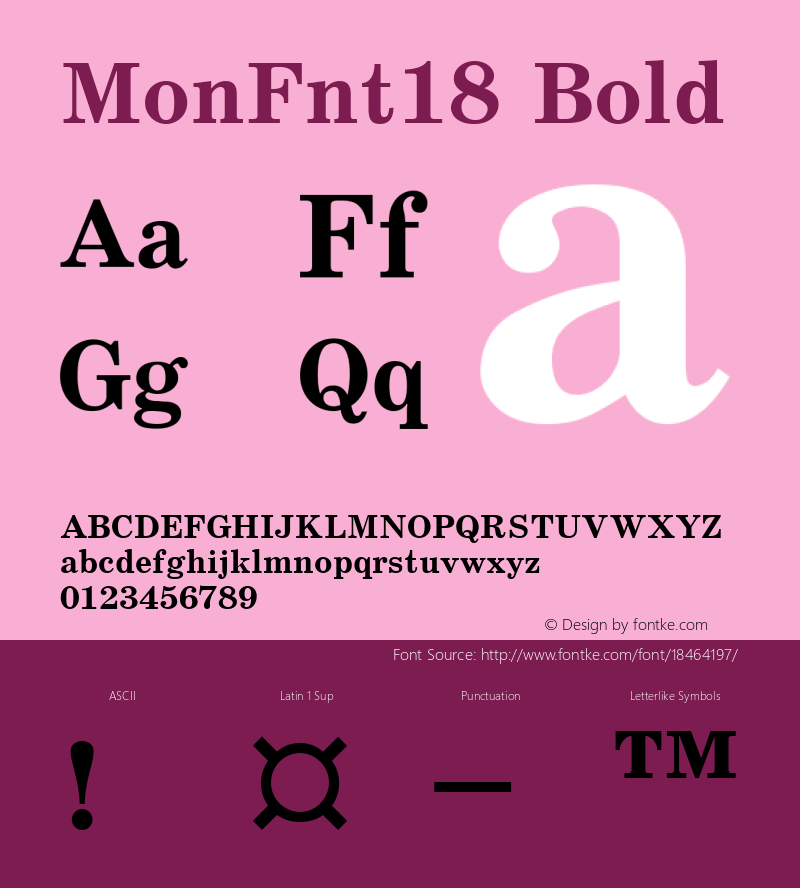 MonFnt18 Bold Version 1.0 Font Sample