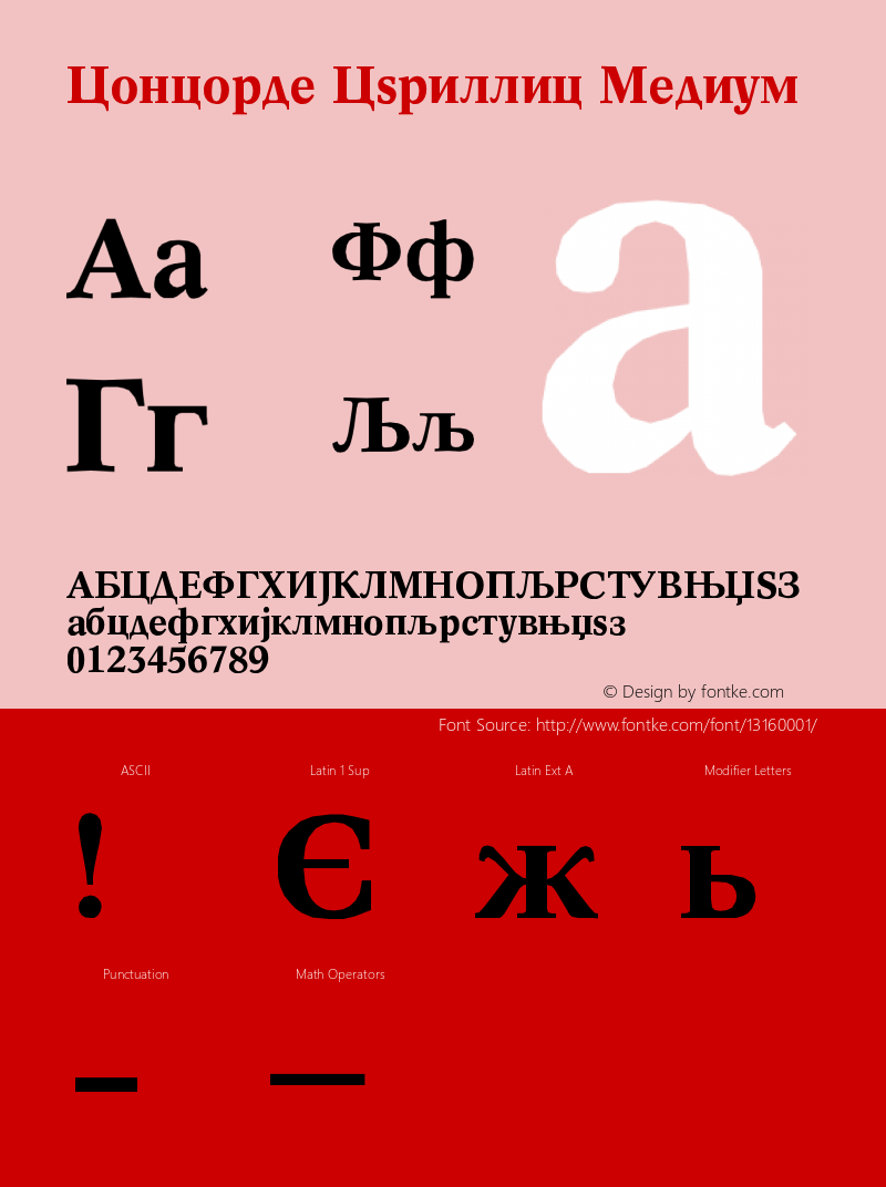 Concorde Cyrillic Medium Version 001.000 Font Sample