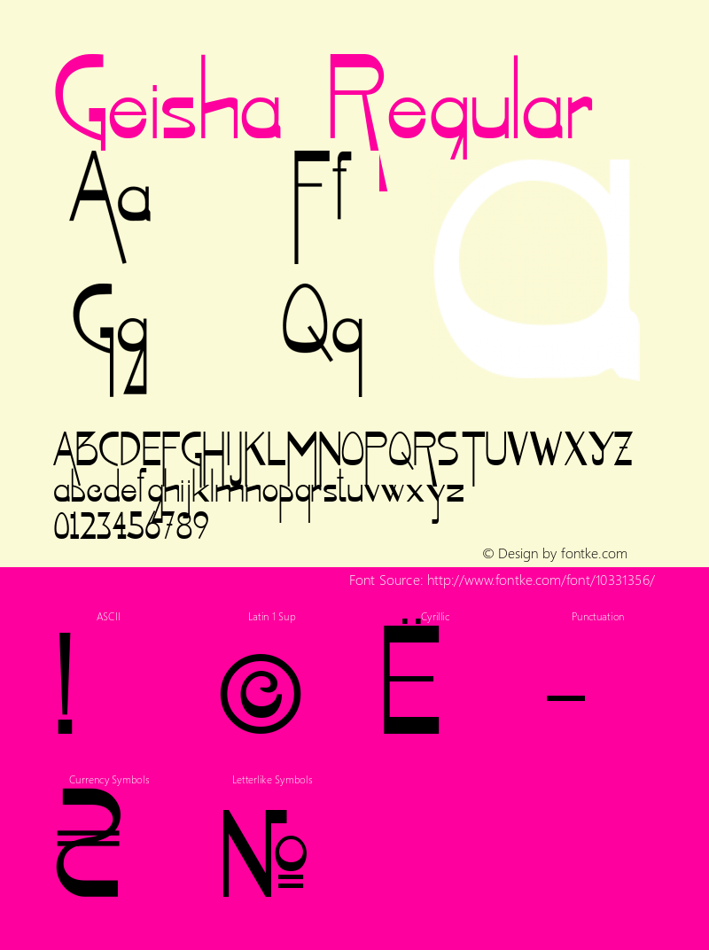 Geisha Regular Version 1.000 2006 initial release Font Sample