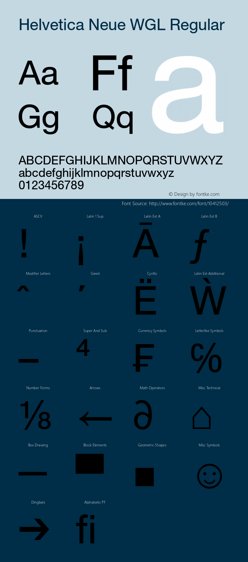 Helvetica Neue WGL Regular Version 1.40 Font Sample