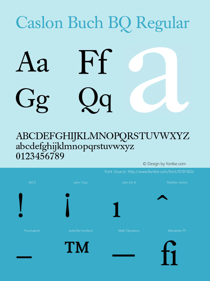 Caslon Buch BQ Regular 001.000 Font Sample