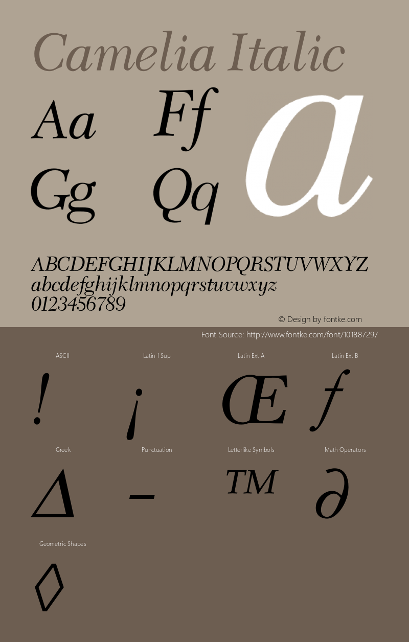 Camelia Italic 001.000 Font Sample