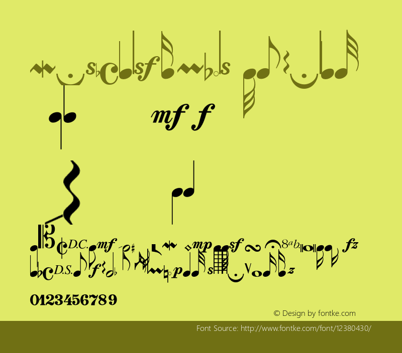 MusicalSymbols Regular OTF 1.0;PS 1.000;Core 116;AOCW 1.0 161 Font Sample