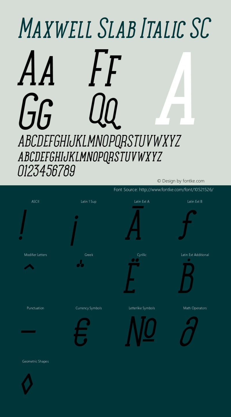 Maxwell Slab Italic SC Version 1.000 Font Sample