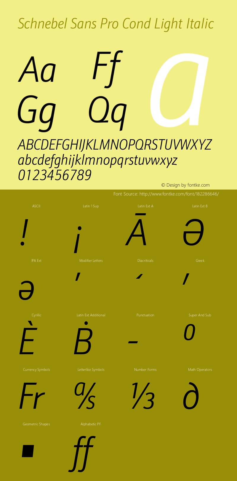 Schnebel Sans Pro Cond Light Italic Version 1.00图片样张