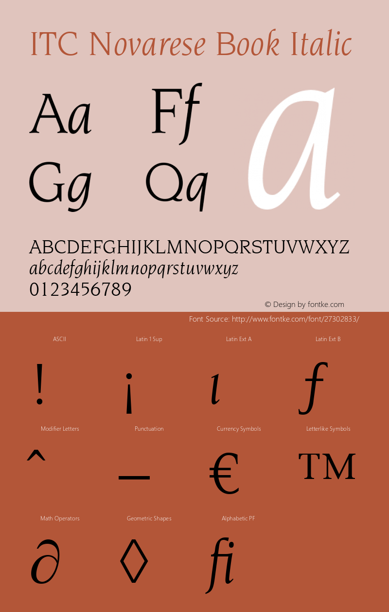 Novarese Book Italic Version 1.00 Font Sample