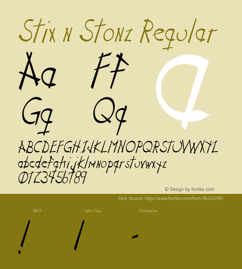 Stix n Stonz Regular 3.0 - 8/01/99 Font Sample