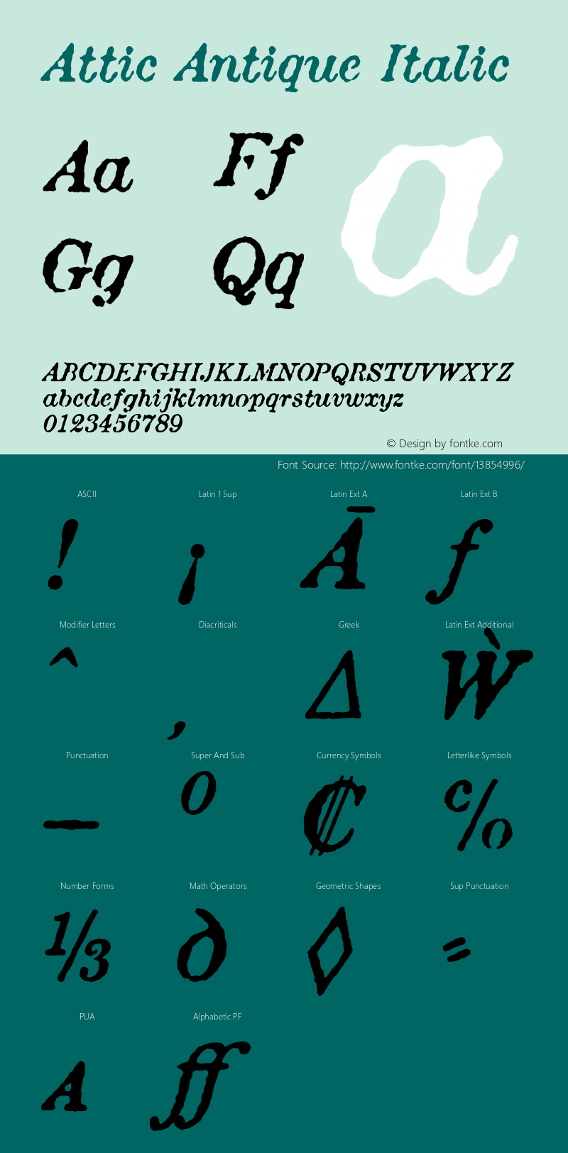 Attic Antique Italic Version 3.002 Font Sample