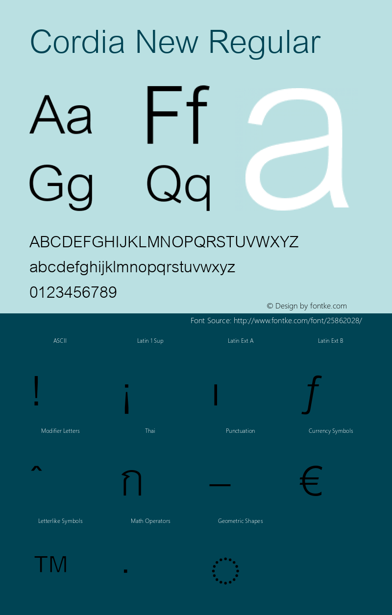 Cordia New Italic Version 5.05 Font Sample