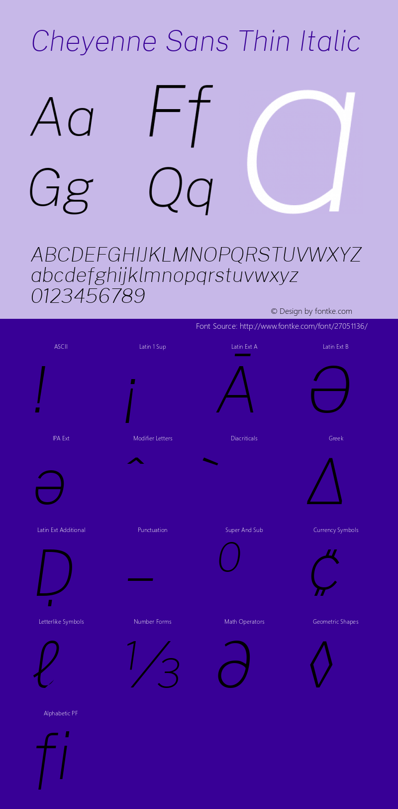 Cheyenne Sans Thin Italic Version 1.000; ttfautohint (v1.8.2) Font Sample