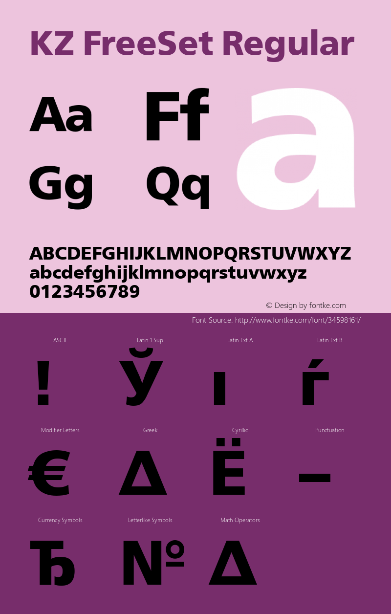 KZ FreeSet ExtraBold TTF 3.0;PS 003.000;Core 1.0.5 Font Sample