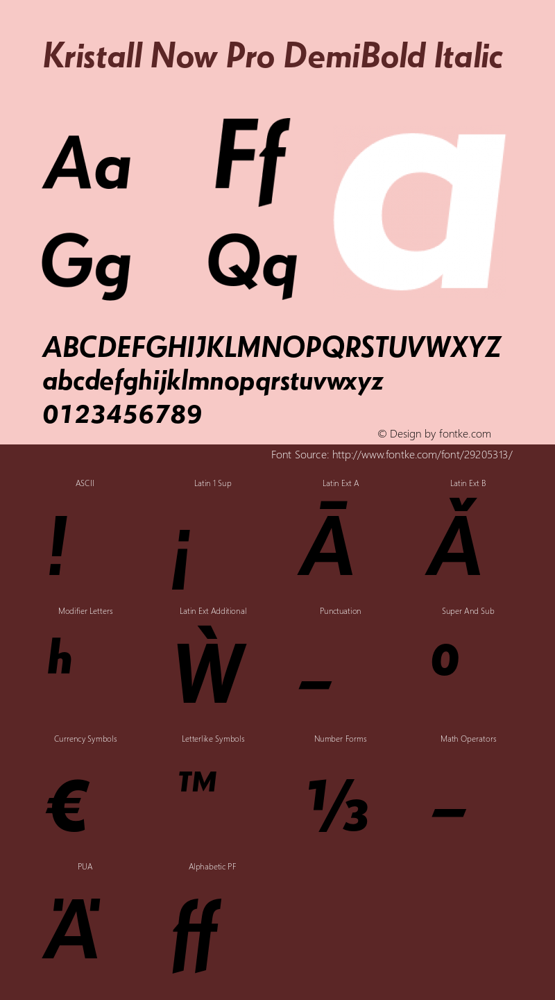 KristallNowPro-DemiBoldItalic Version 1.003 2019 Font Sample