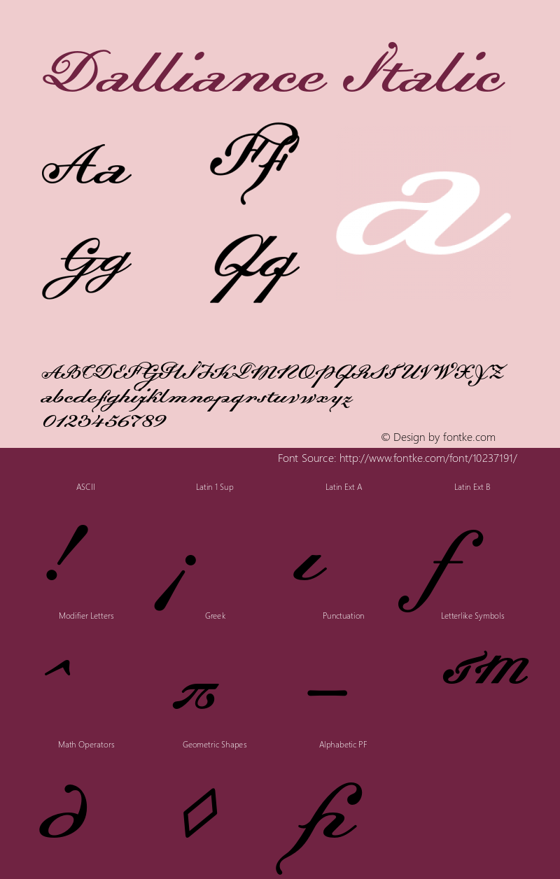 Dalliance Italic 001.000 Font Sample