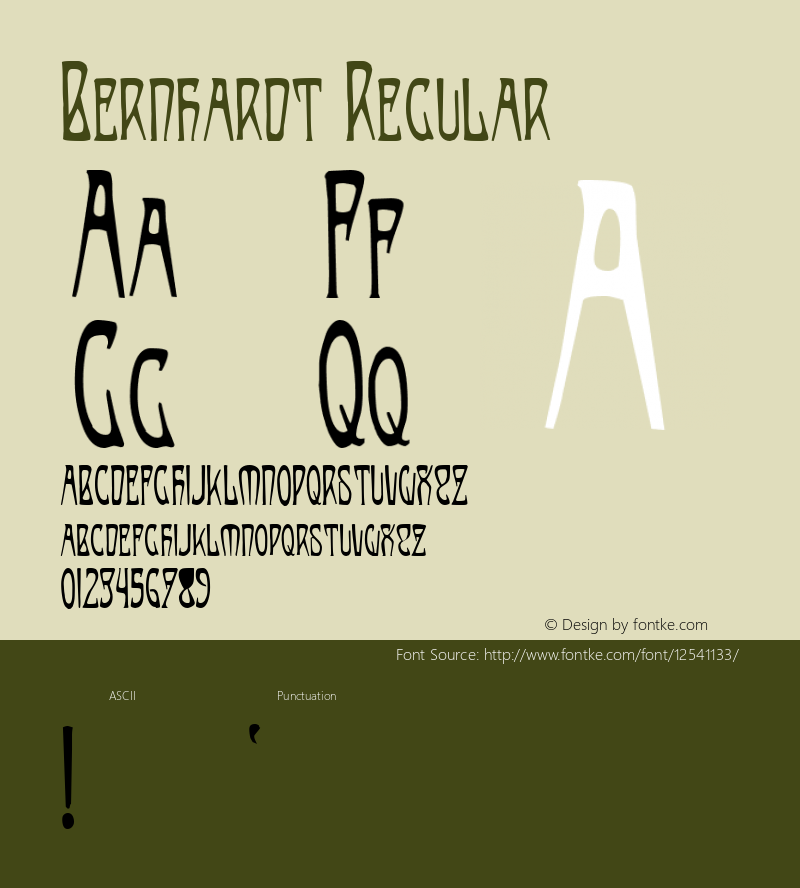 Bernhardt Regular Altsys Fontographer 4.0.3 8/19/97 Font Sample