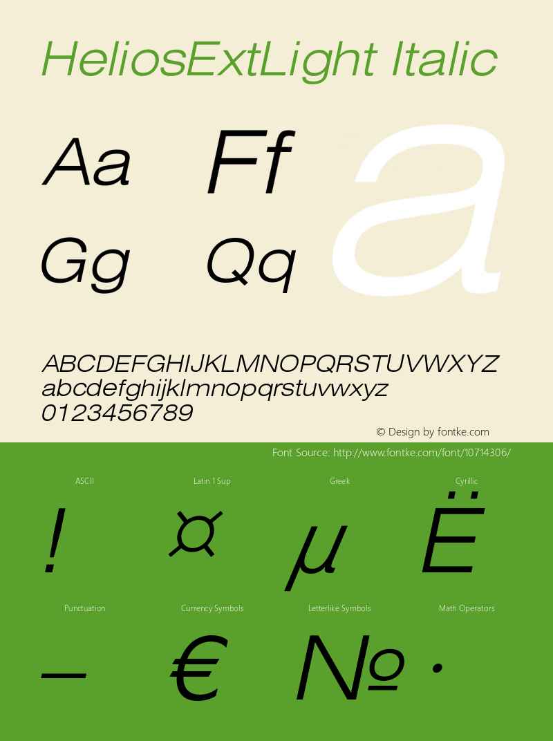 HeliosExtLight Italic OTF 1.0;PS 001.001;Core 116;AOCW 1.0 161 Font Sample