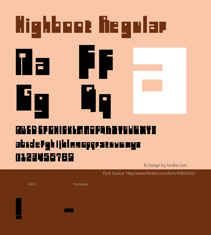 Highboot Regular 1/8/98 Hawalli, Kuwait Font Sample