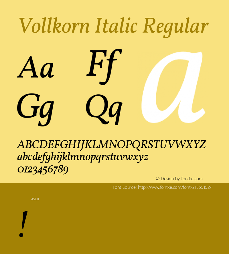 VollkornItalic Version 1.0 Font Sample