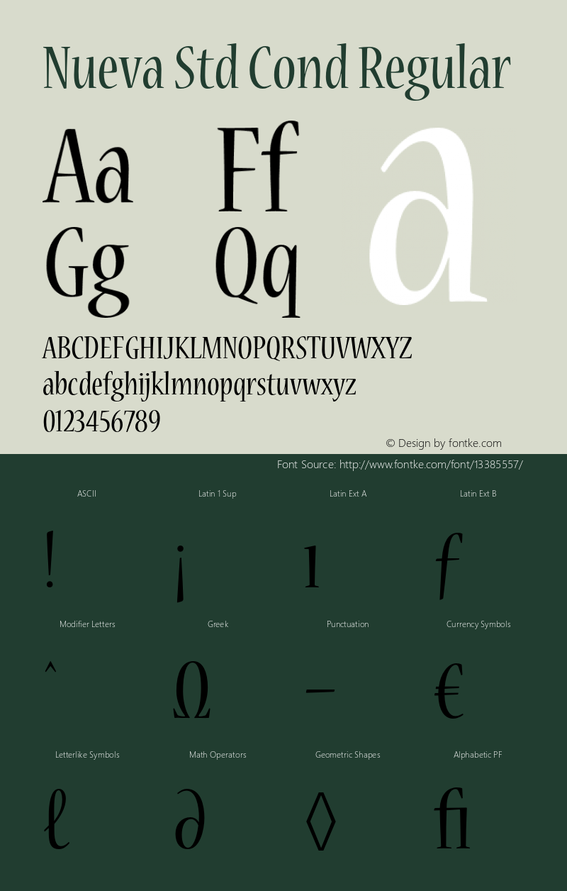 Nueva Std Cond Regular OTF 1.018;PS 001.002;Core 1.0.31;makeotf.lib1.4.1585 Font Sample