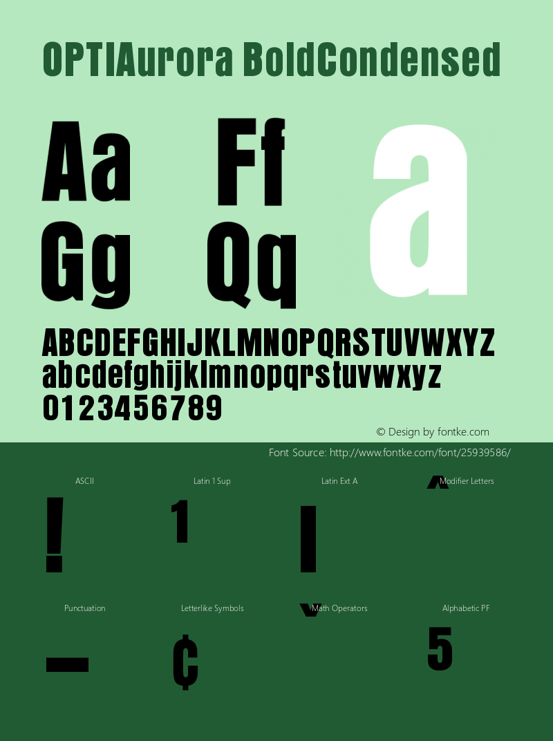 OPTIAurora-BoldCondensed Version 001.000 Font Sample