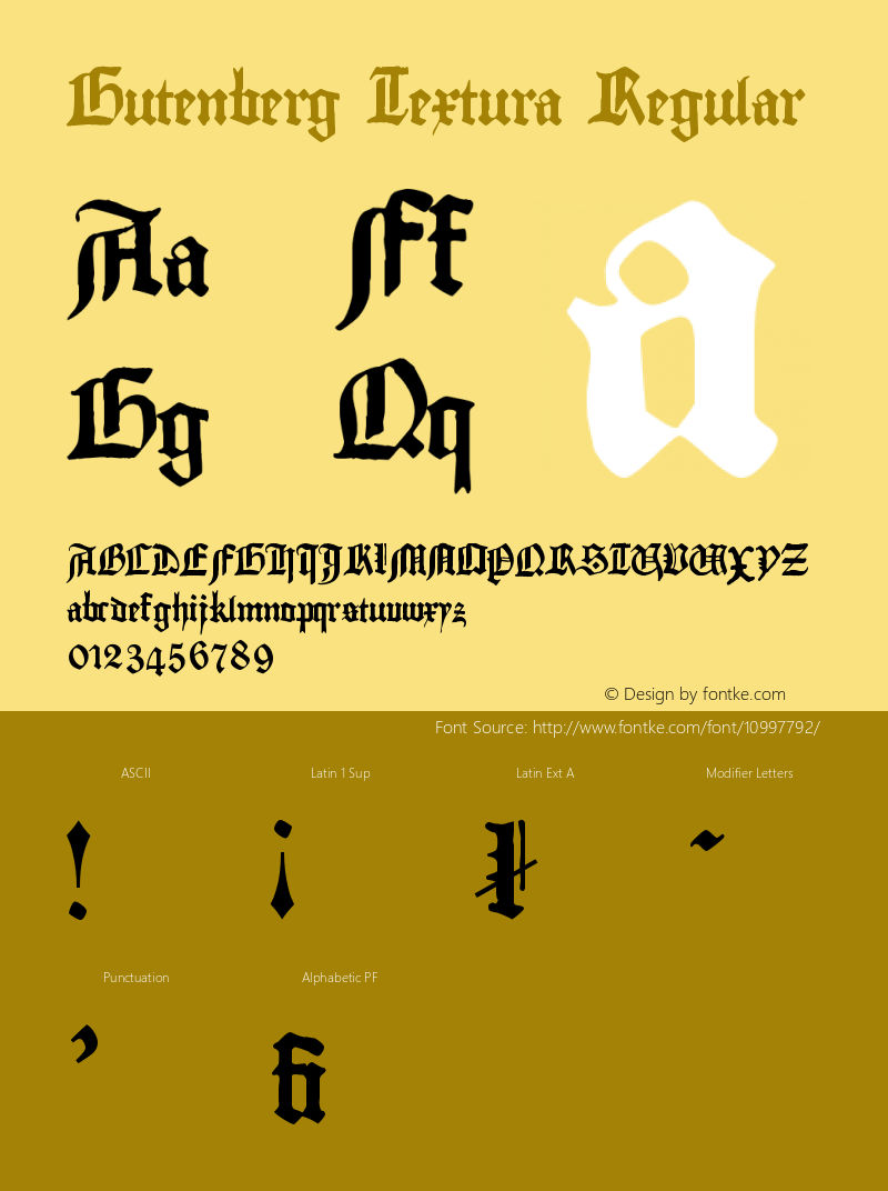 Gutenberg Textura Regular Version 001.070 Font Sample