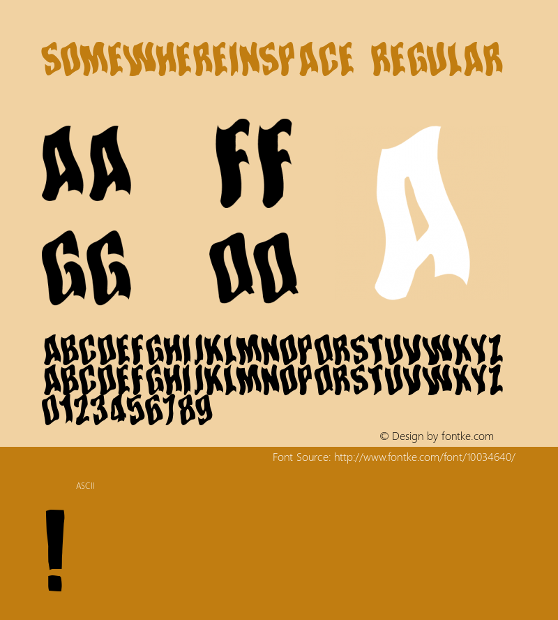 SomewhereInSpace Regular www.pizzadude.cjb.net Font Sample