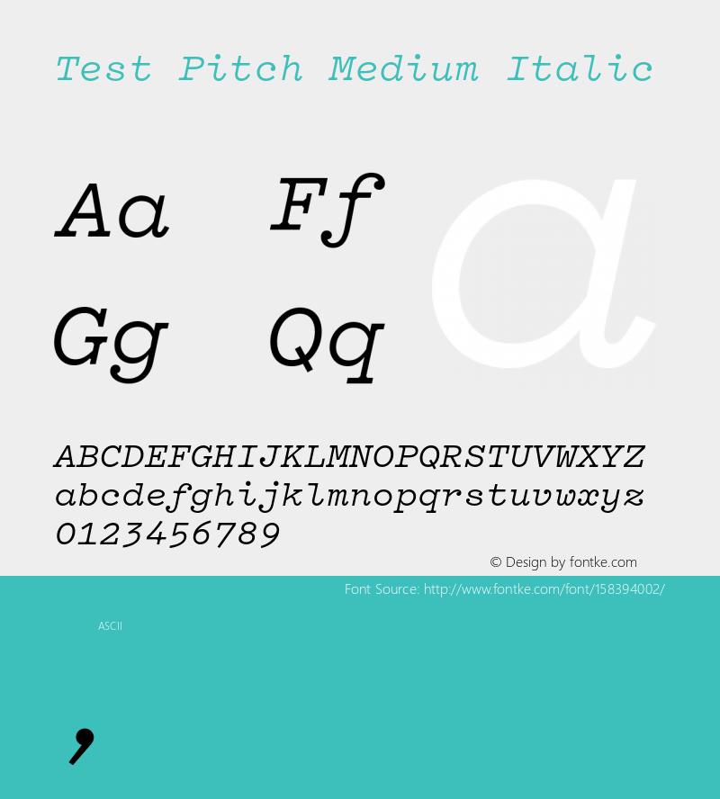 Test Pitch Medium Italic Version 1.002;PS 1.0;hotconv 16.6.51;makeotf.lib2.5.65220 Font Sample