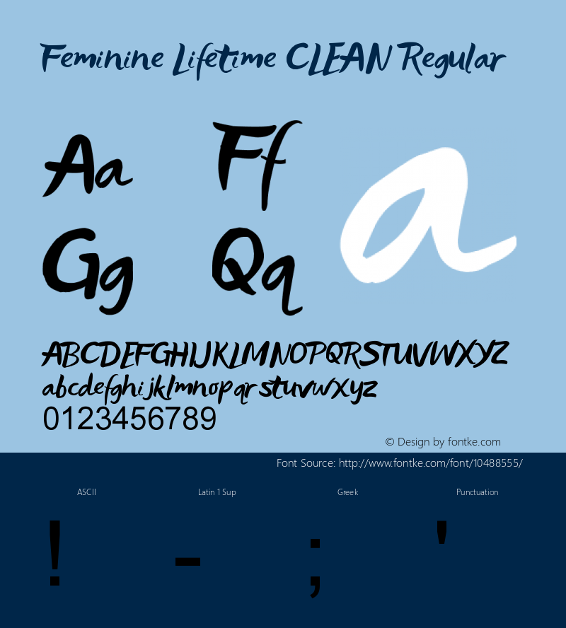Feminine Lifetime CLEAN Regular Version 1.00 June 11, 2013, initial release Font Sample