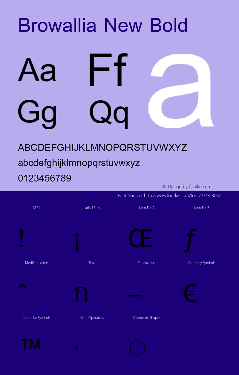 Browallia New Bold Version 5.05 Font Sample