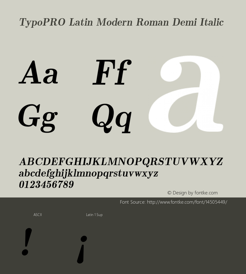 TypoPRO Latin Modern Roman Demi Italic Version 2.004;PS 2.004;hotconv 1.0.49;makeotf.lib2.0.14853 Font Sample