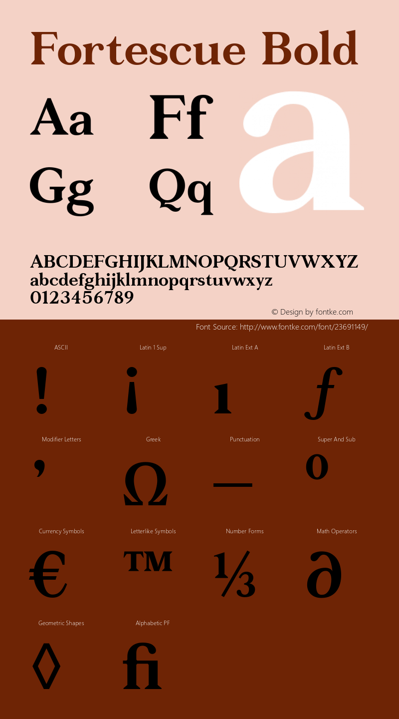 Fortescue Bold Version 1.000; ttfautohint (v1.5) Font Sample