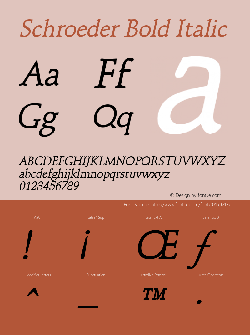 Schroeder Bold Italic 1.0/1995: 2.0/2001 Font Sample