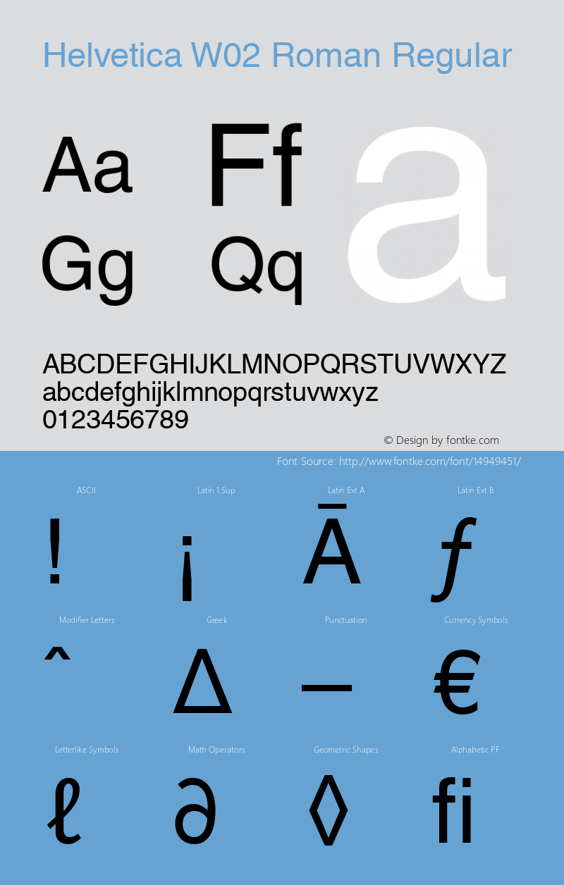 Helvetica W02 Roman Regular Version 1.01 Font Sample