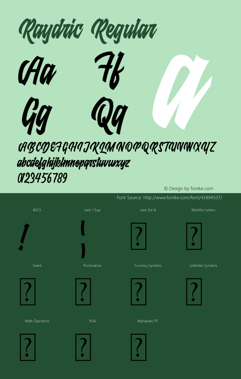 Raydric Version 1.00;November 6, 2019;FontCreator 11.5.0.2426 32-bit Font Sample