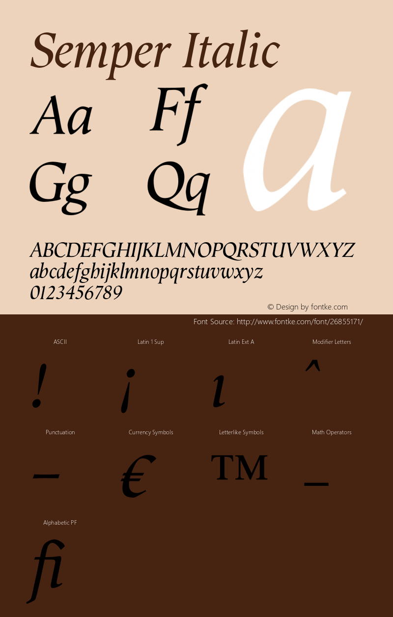 Semper Italic Version 1.00 Font Sample