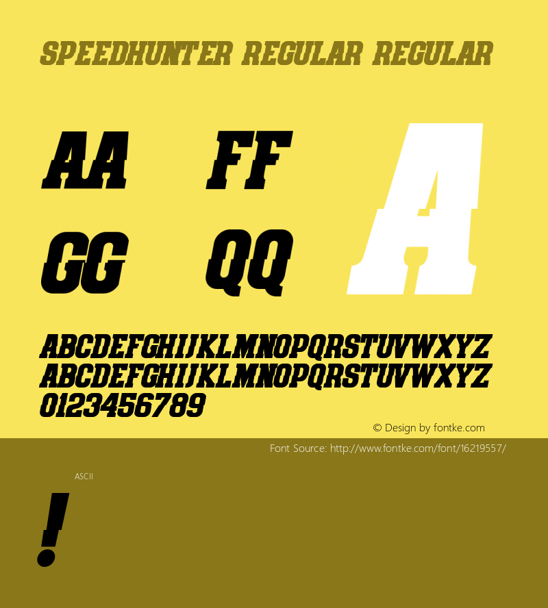 speedhunter regular Regular Version 1.000;PS 001.001;hotconv 1.0.56 Font Sample