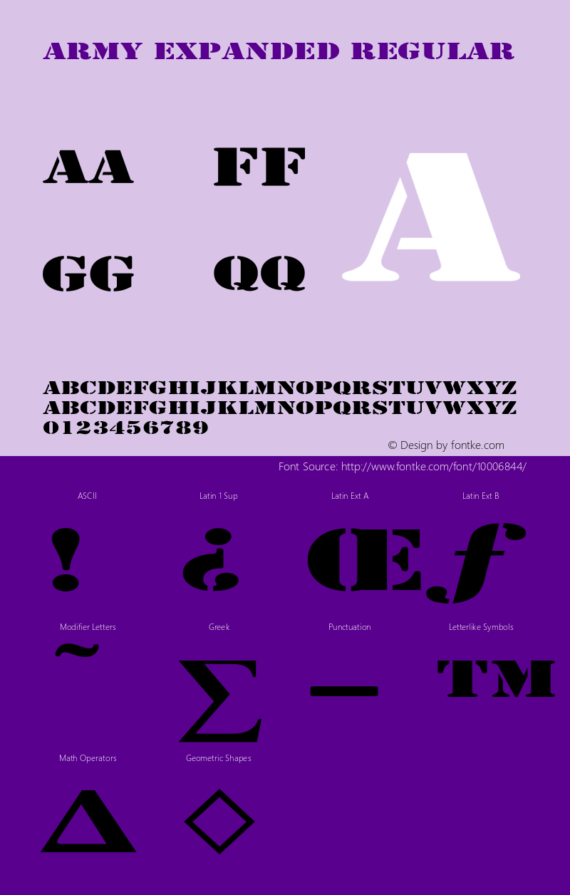 Army Expanded Regular Converted from C:\ALLTYPE\ARMY1602.TF1 by ALLTYPE Font Sample