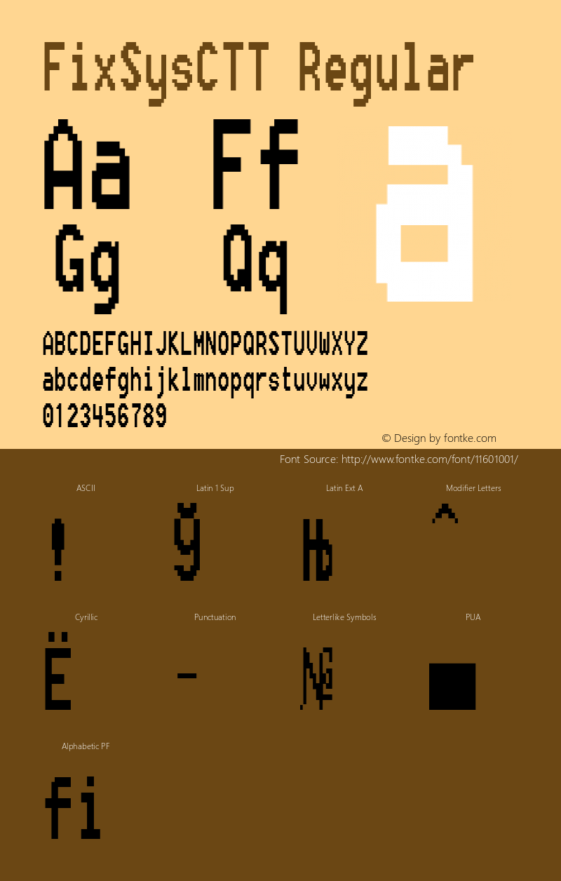 FixSysCTT Regular TrueType Maker version 3.00.00 Font Sample