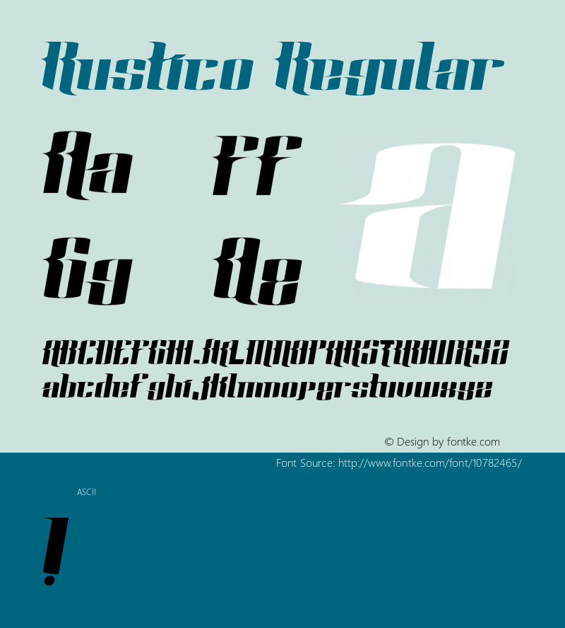 Rustico Regular 1.000 Font Sample