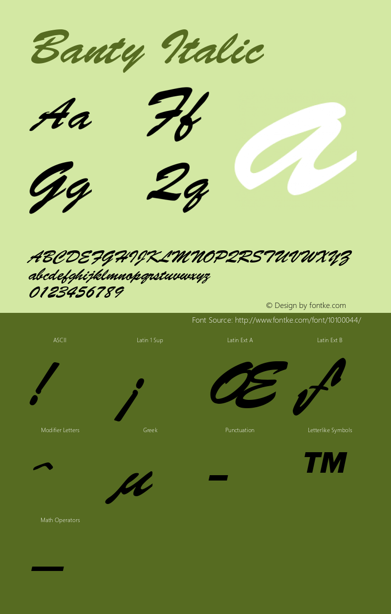 Banty Italic Altsys Fontographer 4.1 12/26/94 Font Sample